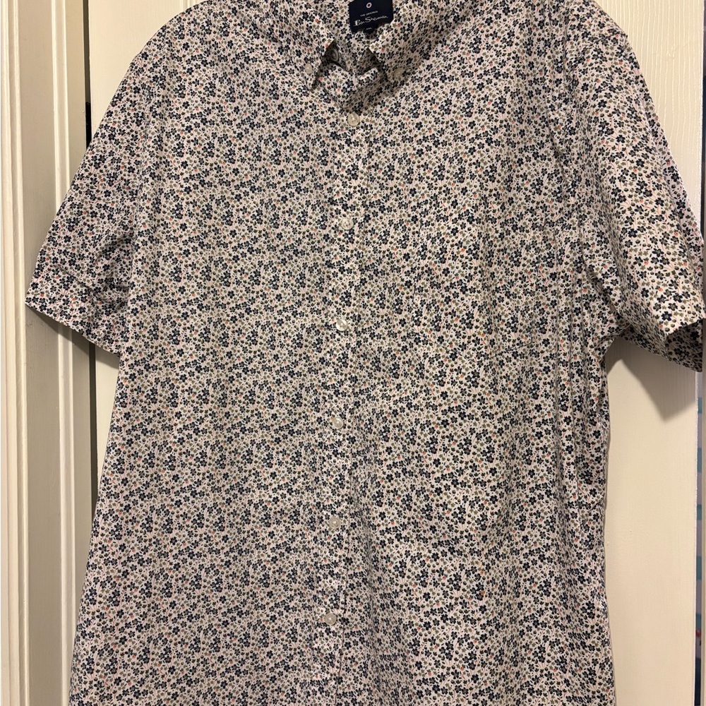 Ben Sherman Blue and White Floral Button Down Shirt
